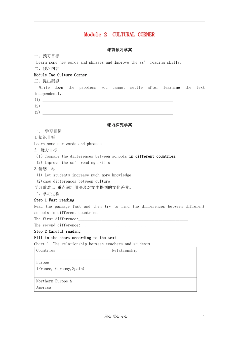 山东省临清实验高中2012高中英语 Module2 corner学案 外研版必修1_第1页