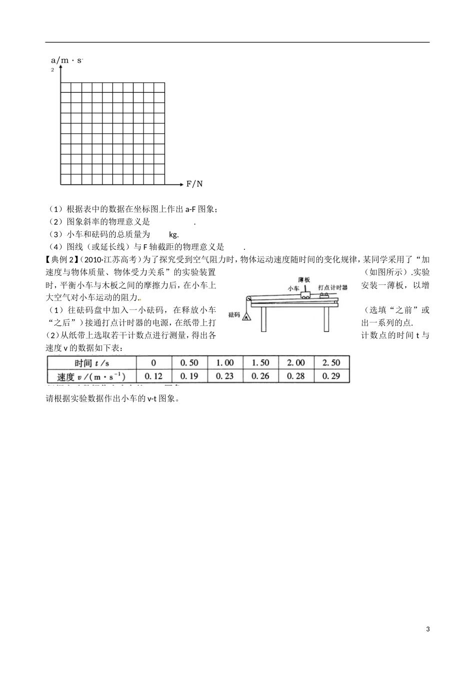 山东省德州市武城县第二中学2015高中物理《4-2 实验：探究加速度与力、质量的关系》学案2 新人教版必修1_第3页