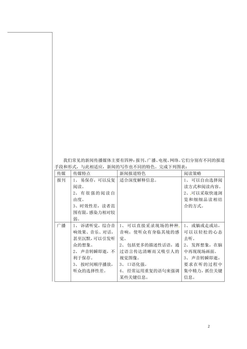 山东省平邑县曾子学校高中语文 第一章 第一课 新闻是什么导学案 新人教版_第2页