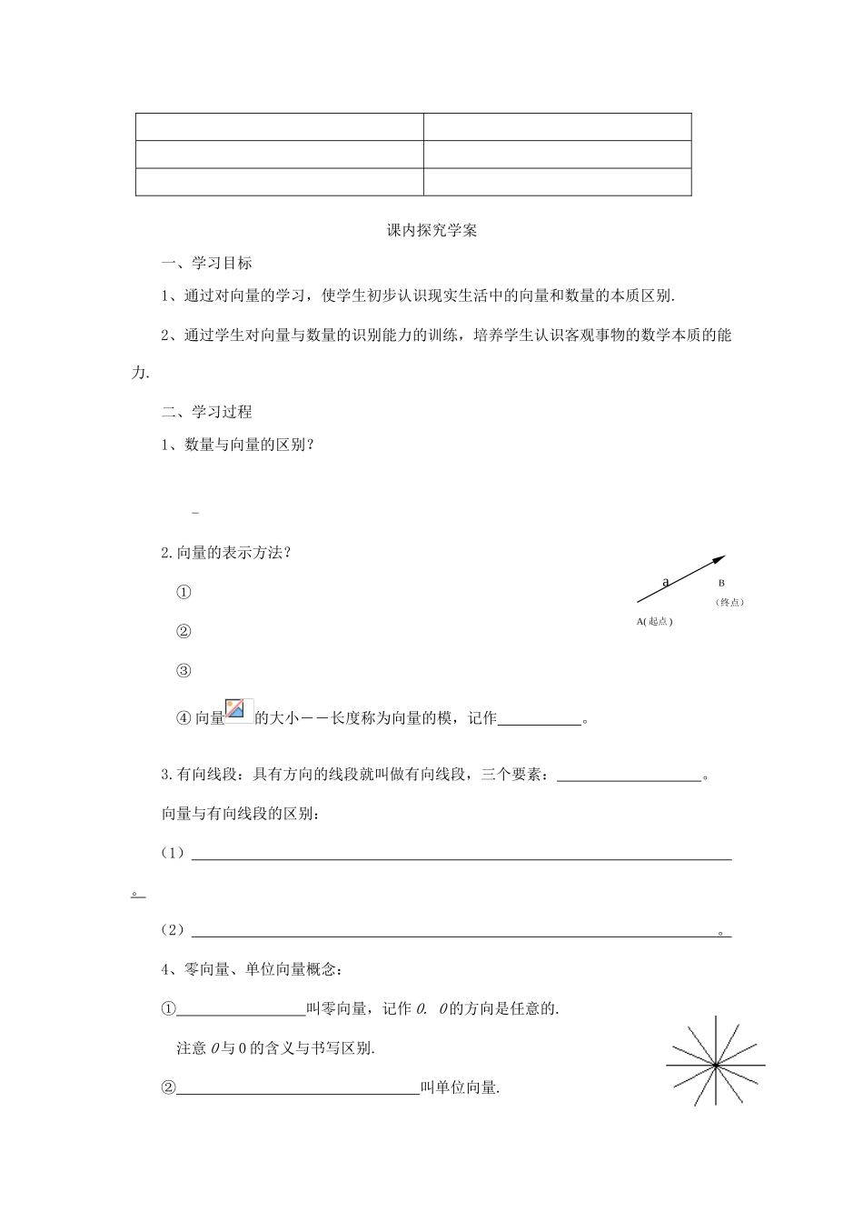 山东省临清市高一数学 2.1平面向量的实际背景及基本概念导学案 新人教A版_第2页