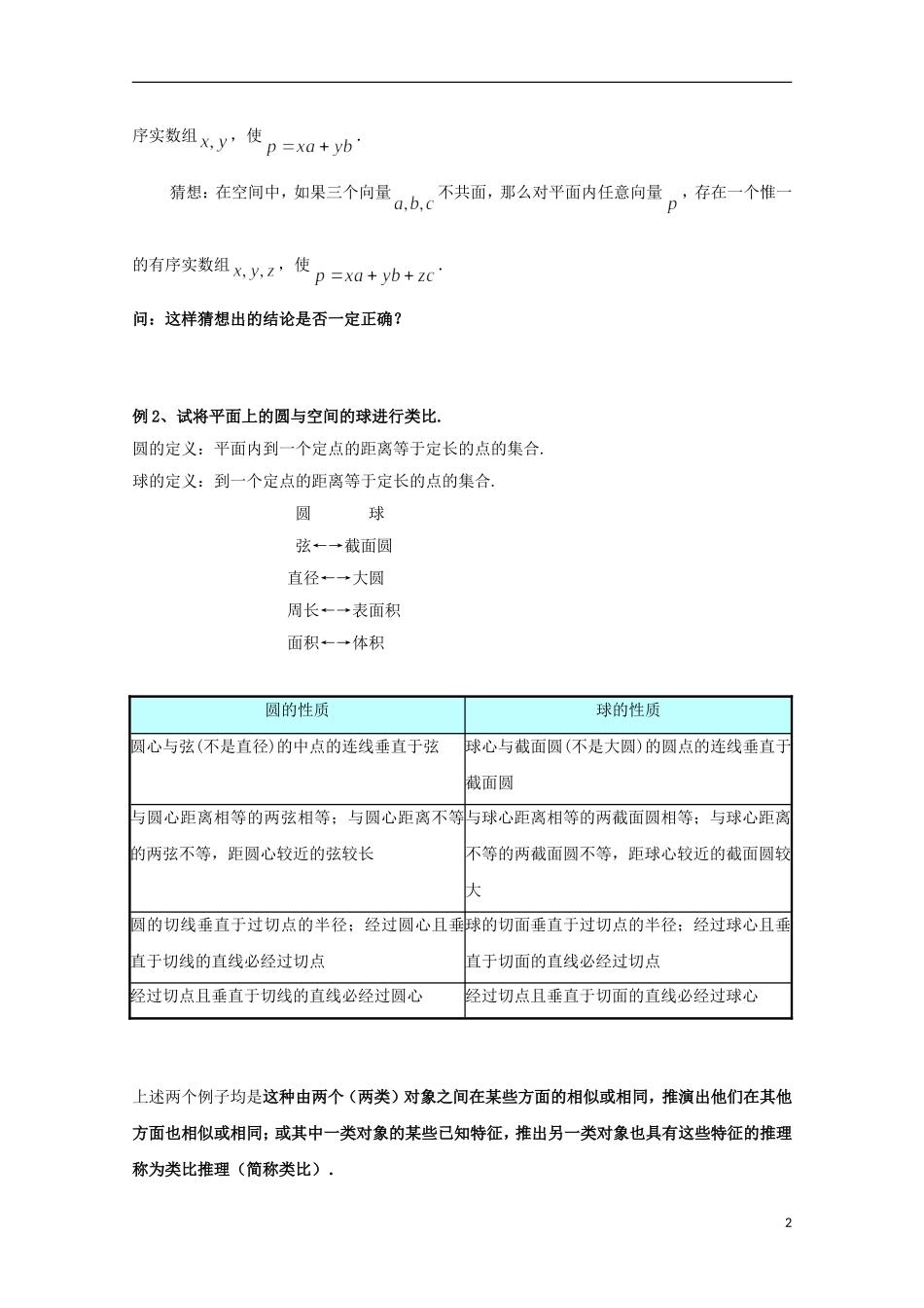 山东省威海二中高二数学 §2.1.1合情推理 类比推理导学案 文_第2页