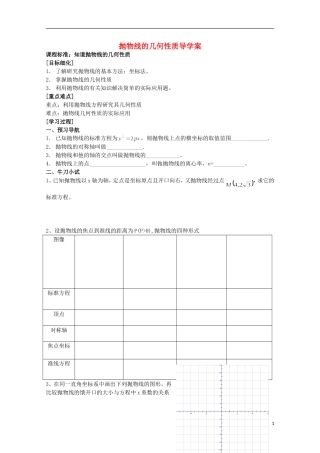 山东省威海二中高二数学 抛物线的几何性质导学案导学案 文
