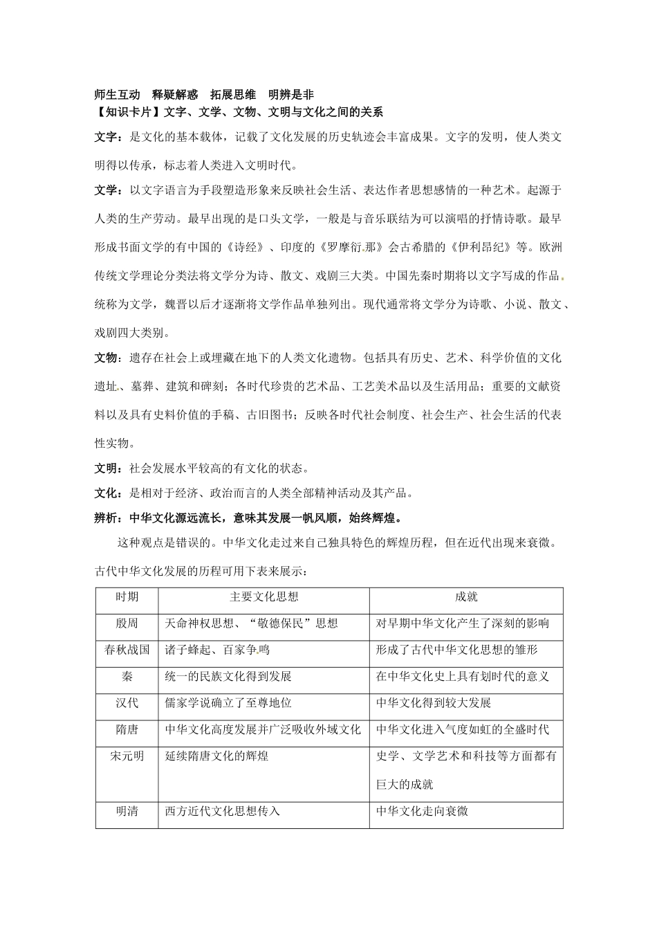 山东省淄博六中2011年高考政治 文化生活 第6课我们的中华文化（对教材适当重新整合）复习学案  新人教版必修3_第3页