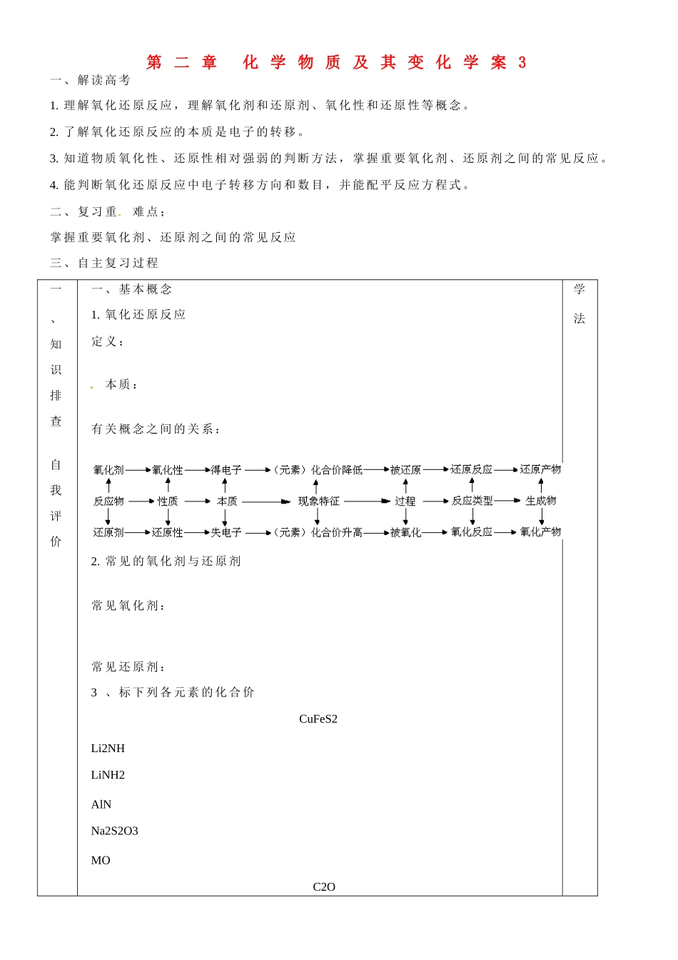 山东省淄博市淄川般阳中学2014年高考化学一轮复习 第二章 化学物质及其变化学案3 新人教版必修1_第1页