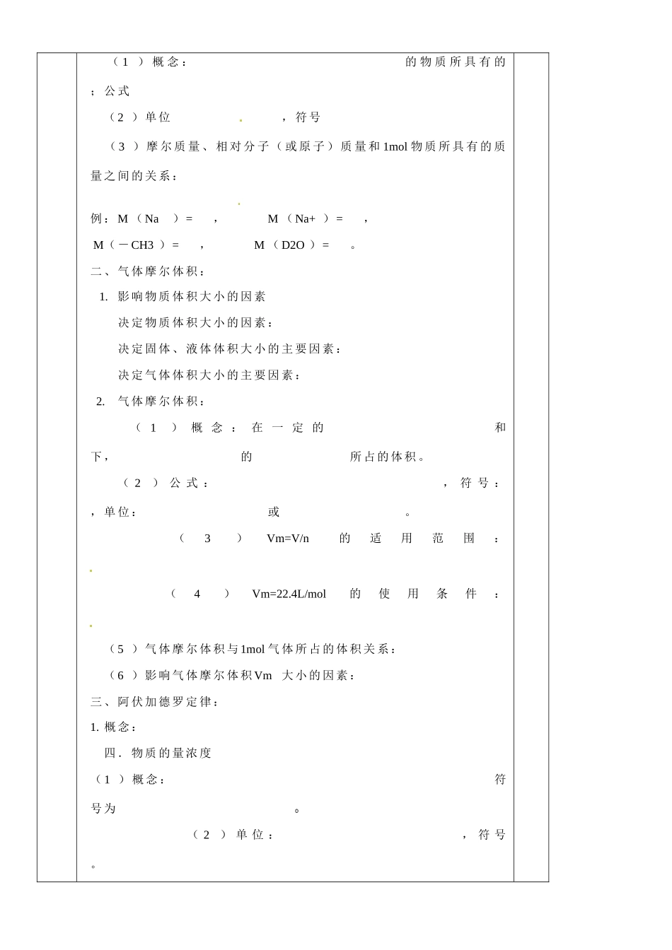 山东省淄博市淄川般阳中学2014年高考化学一轮复习 第一章 第二节 化学计量在实验中的应用学案1 新人教版必修1_第2页