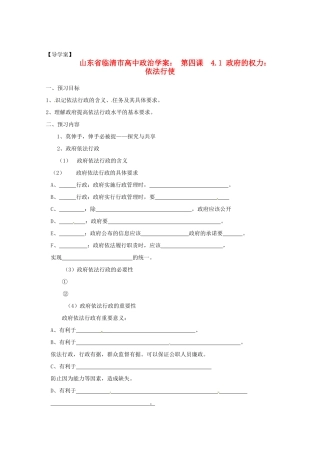 山东省临清市高中政治 4.1《政府的权力：依法行使》精品学案 新人教版必修2