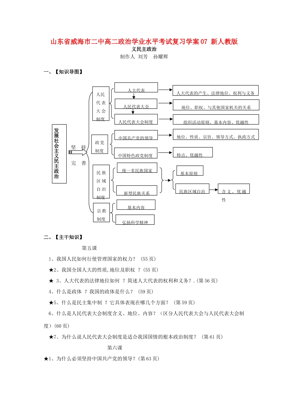 山东省威海市二中高二政治学业水平考试复习学案07 新人教版_第1页