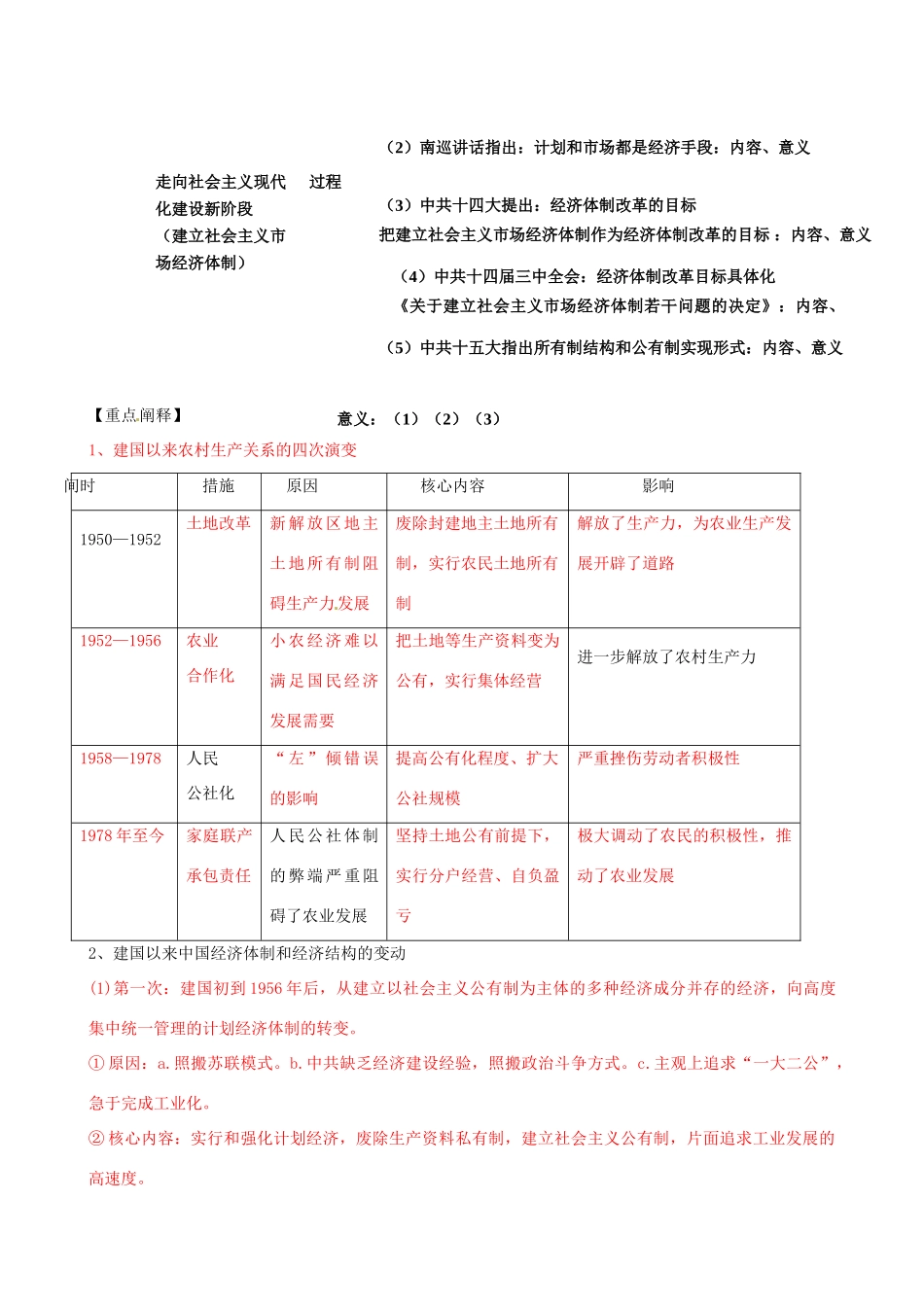 山东省梁山县第一中学2014届高三历史一轮复习 专题十二 中国社会主义建设道路的探索导学案 人民版_第2页