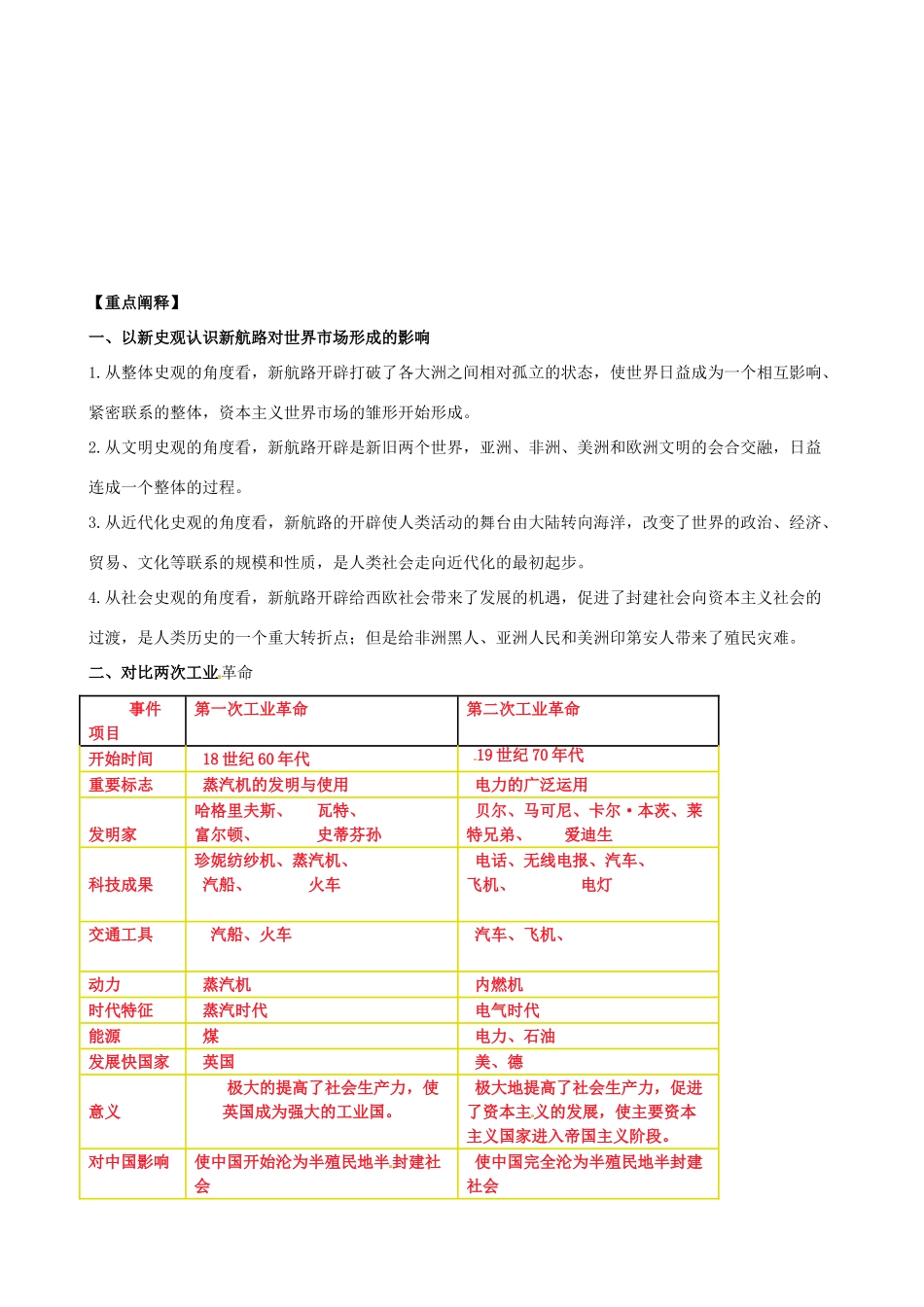 山东省梁山县第一中学2014届高三历史一轮复习 专题十四 走向世界的资本主义市场导学案 人民版_第2页