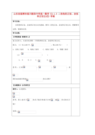山东省淄博市淄川般阳中学高一数学《3.1.3 二倍角的正弦、余弦和正切公式》学案
