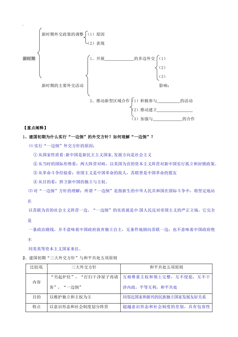 山东省梁山县第一中学2014届高三历史一轮复习 专题五 现代中国的对外关系导学案 人民版_第2页