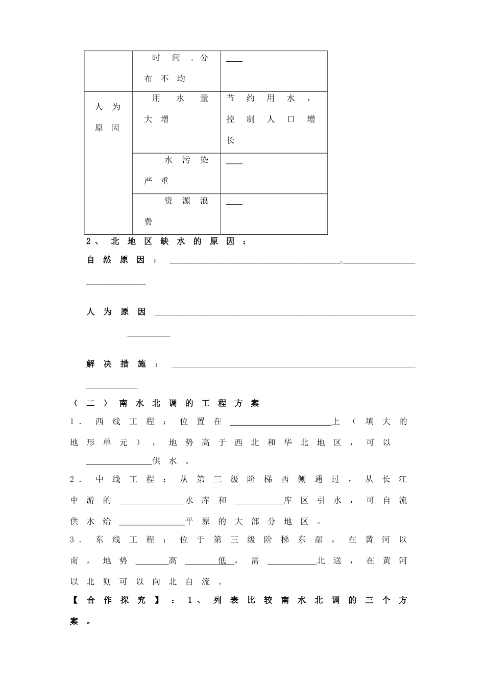山东省淄博市淄川般阳中学高中地理 资源的跨区域调配学案 新人教版必修3 _第2页