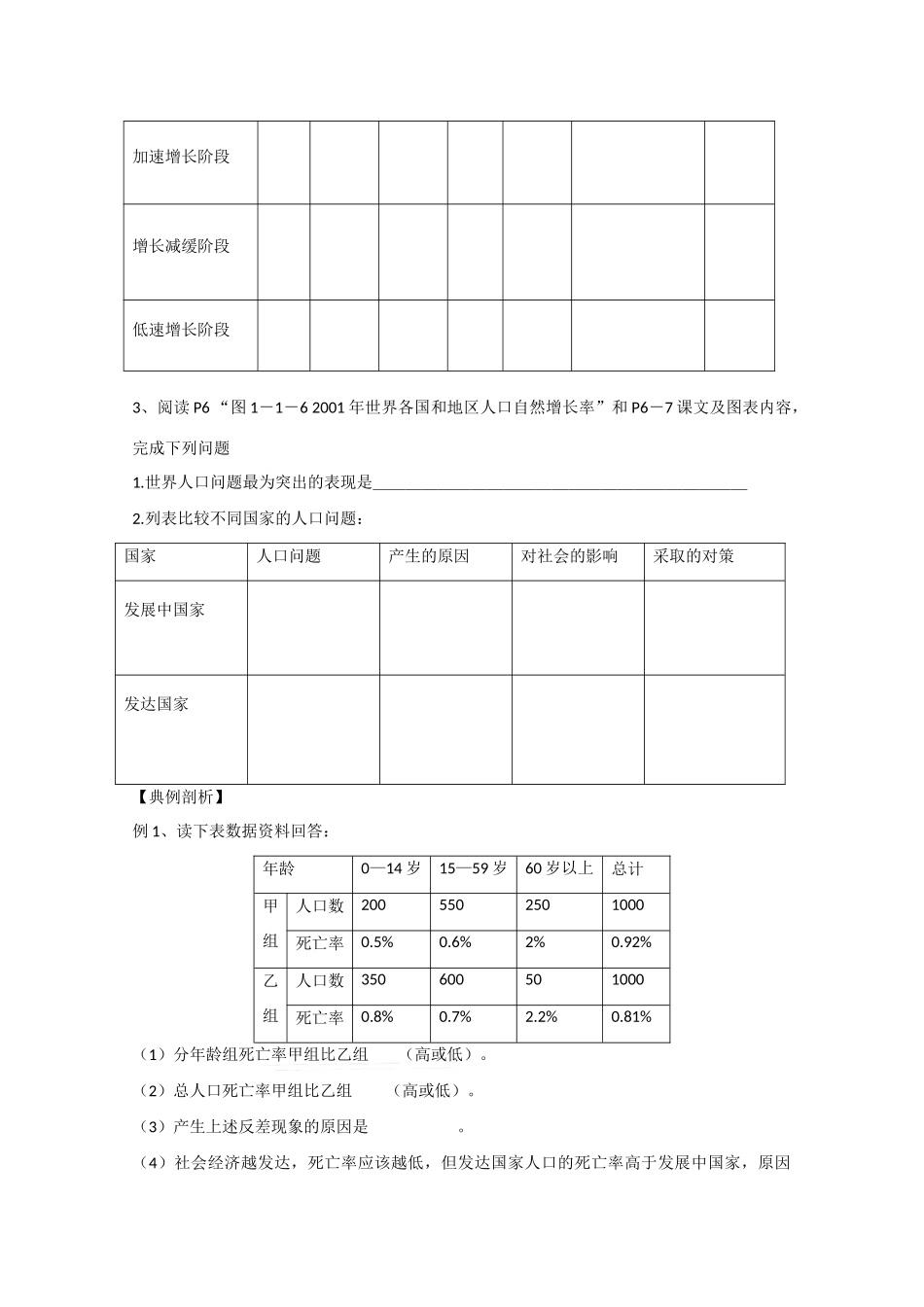 山东省泰安市肥城市第三中学高中地理 人口增长与人口问题学案 鲁教版必修2 _第2页