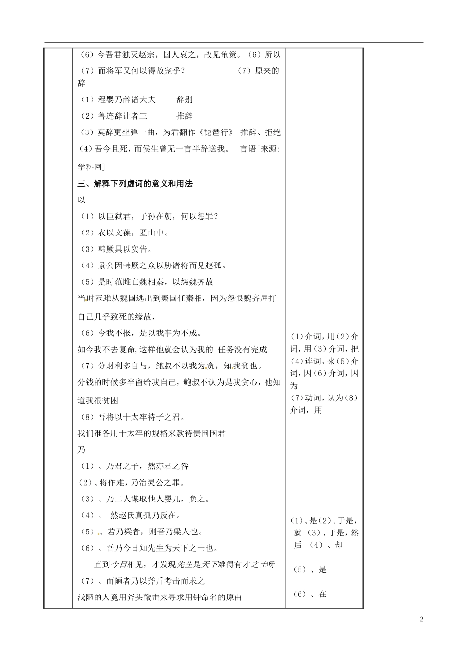 山东省新泰二中高二语文《赵氏孤儿》课中探究案 人教版_第2页