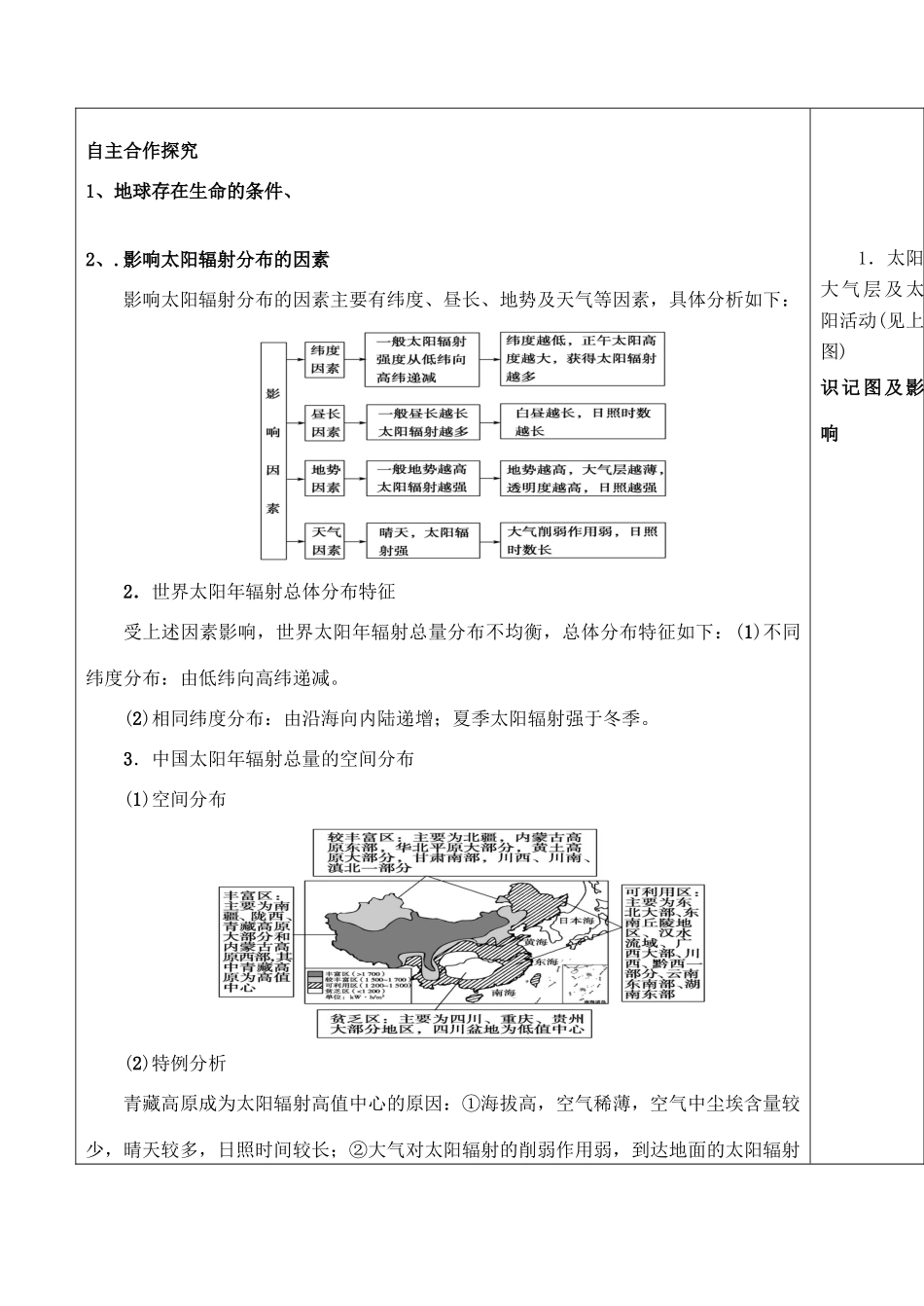 山东省泰安市肥城市第三中学高二地理 世界地理 地球的宇宙环境复习导学案_第3页