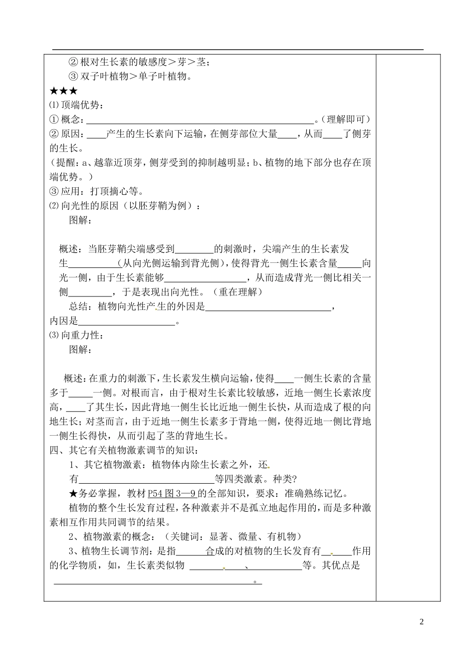 山东省泰安市肥城市第三中学高中生物 植物的激素调节复习学案 新人教版选修3_第2页