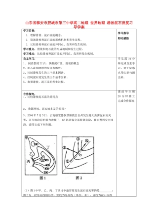 山东省泰安市肥城市第三中学高二地理 世界地理 滑坡泥石流复习导学案