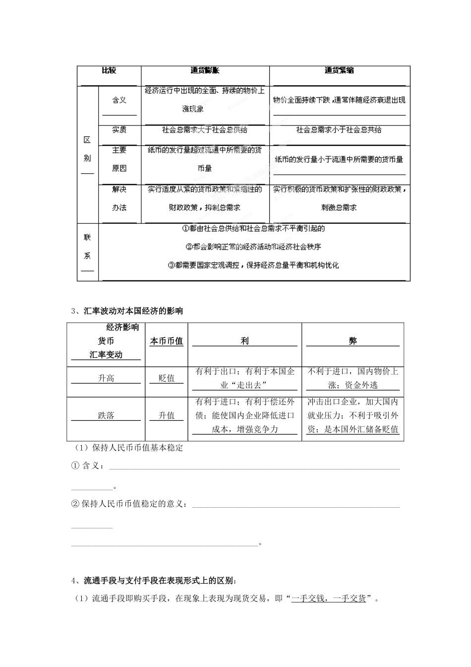 山东省泰安市岱岳区徂徕镇第一中学高中政治 第一课《神奇的货币》学案 新人教版必修1_第3页