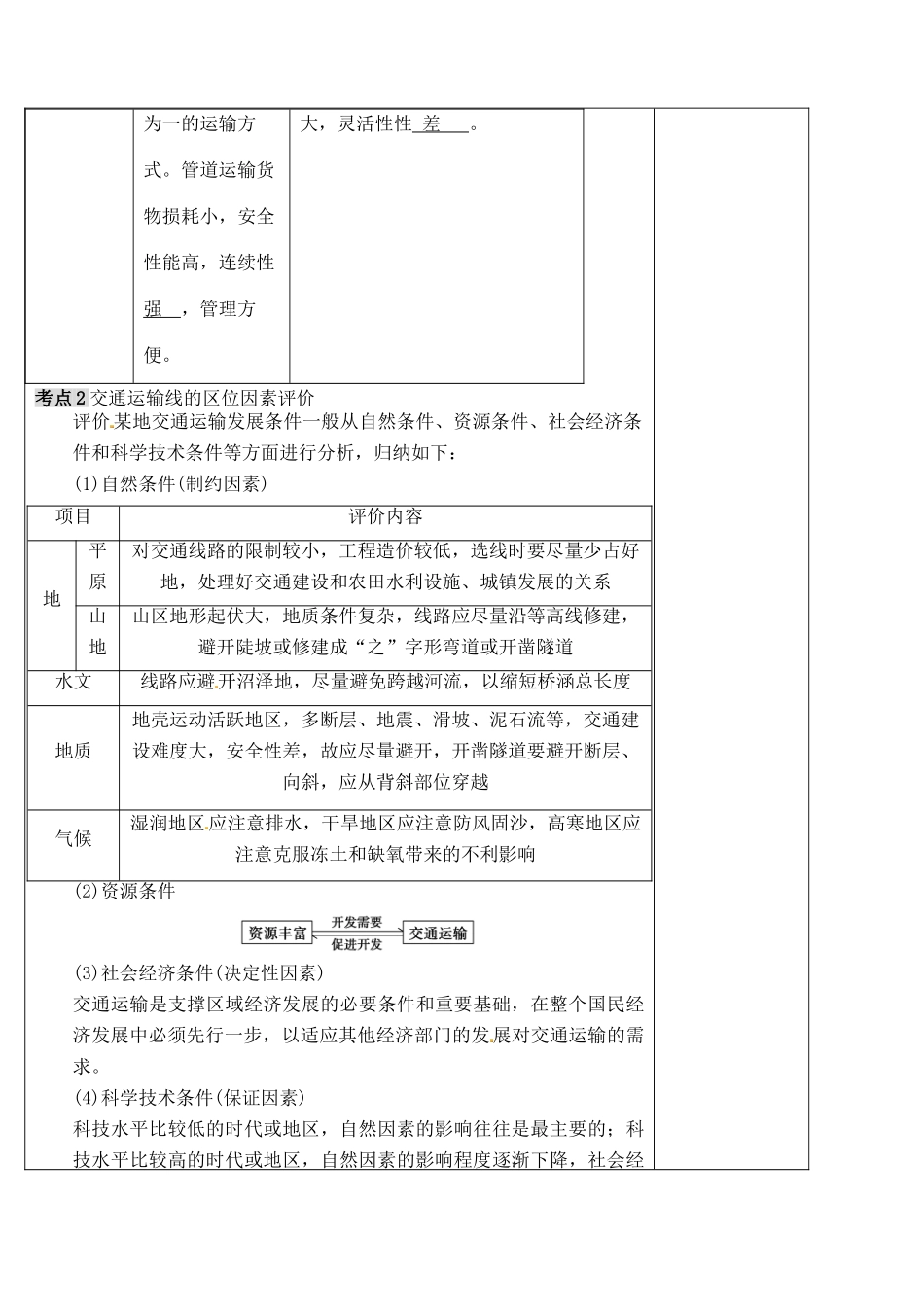 山东省泰安市肥城市第三中学高二地理 世界地理 交通复习导学案_第2页