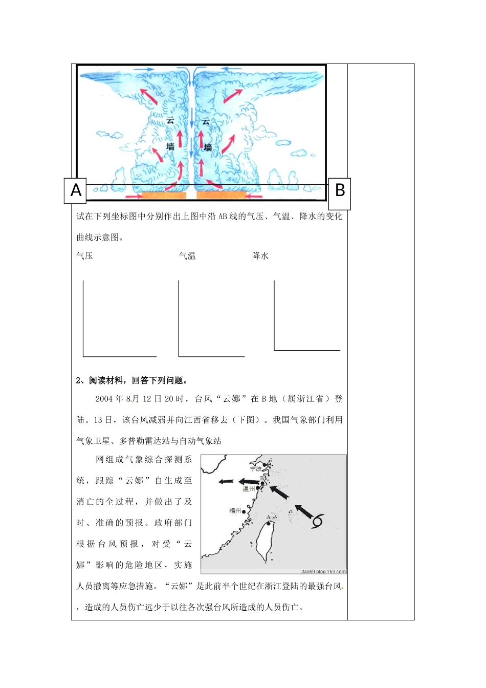 山东省泰安市肥城市第三中学高二地理 世界地理 台风复习导学案_第2页