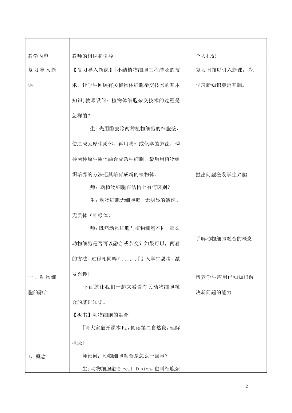 山东省新泰市第二中学高中生物 2.2.2 动物细胞融合与单克隆抗体（2）教学案 新人教版选修3_第2页