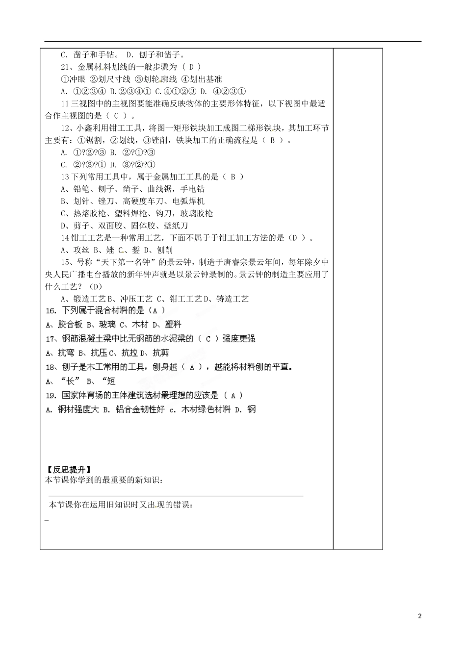 山东省泰安市肥城市第三中学2013-2014学年高一通用技术 第四章 展现设计成果学案_第2页