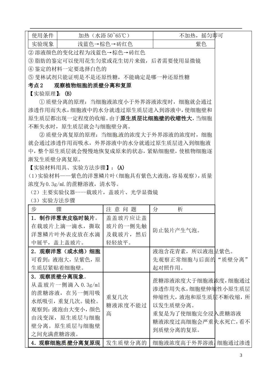 山东省泰安市肥城市第三中学高中生物 生物实验复习学案 新人教版选修3_第3页