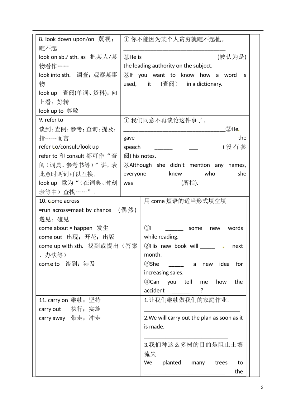 山东省泰安市肥城市第三中学高中英语 Unit 1 Women of achievement单词学案 新人教版必修4_第3页