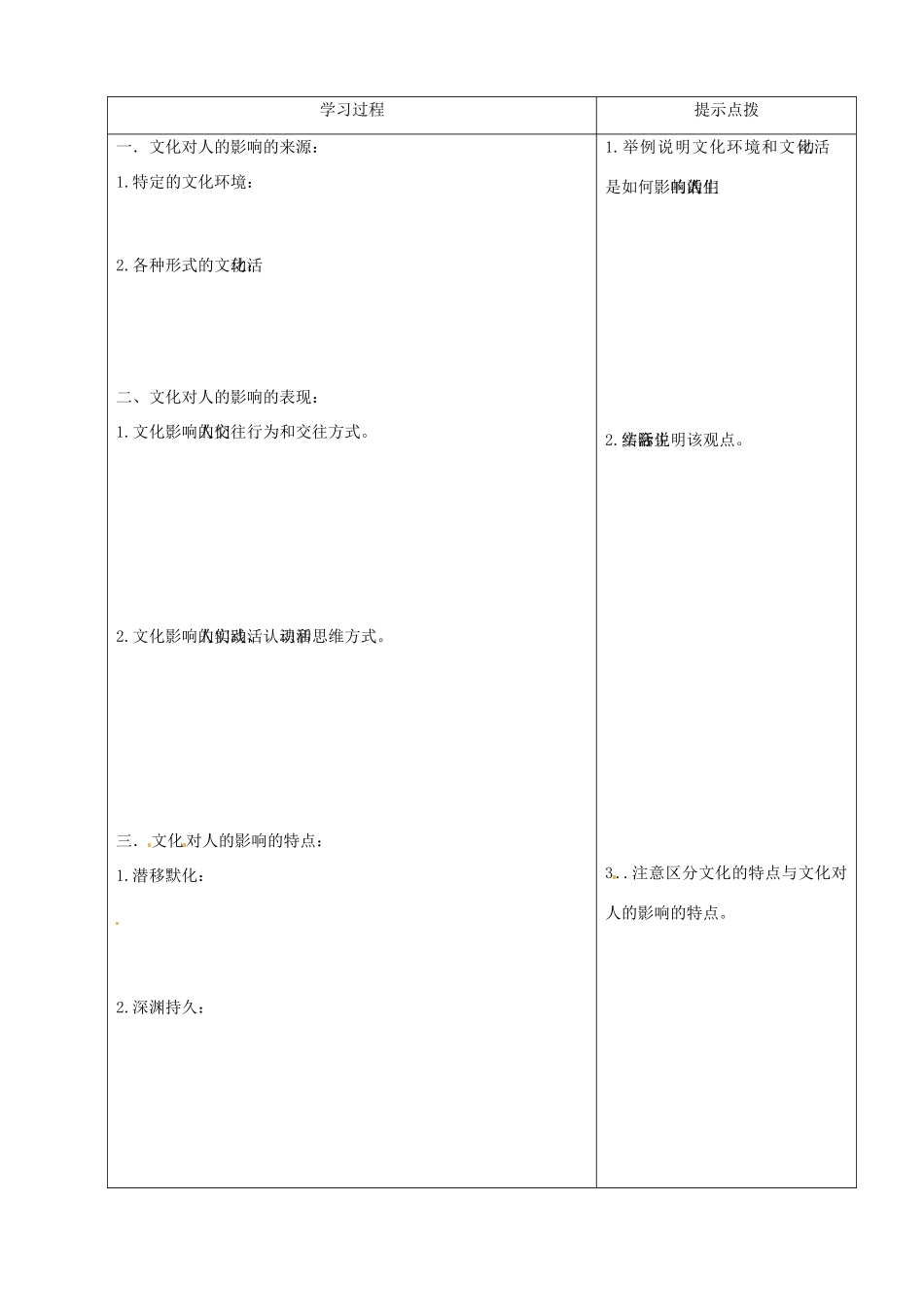 山东省沂水县第一中学高中政治《第二课 第一框 感受文化影响》学案 新人教版必修3_第2页