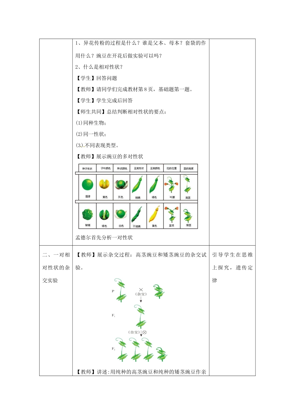 山东省菏泽一中2014年高中生物 1.1 孟德尔的豌豆杂交实验（一）教案 新人教版必修2 _第3页