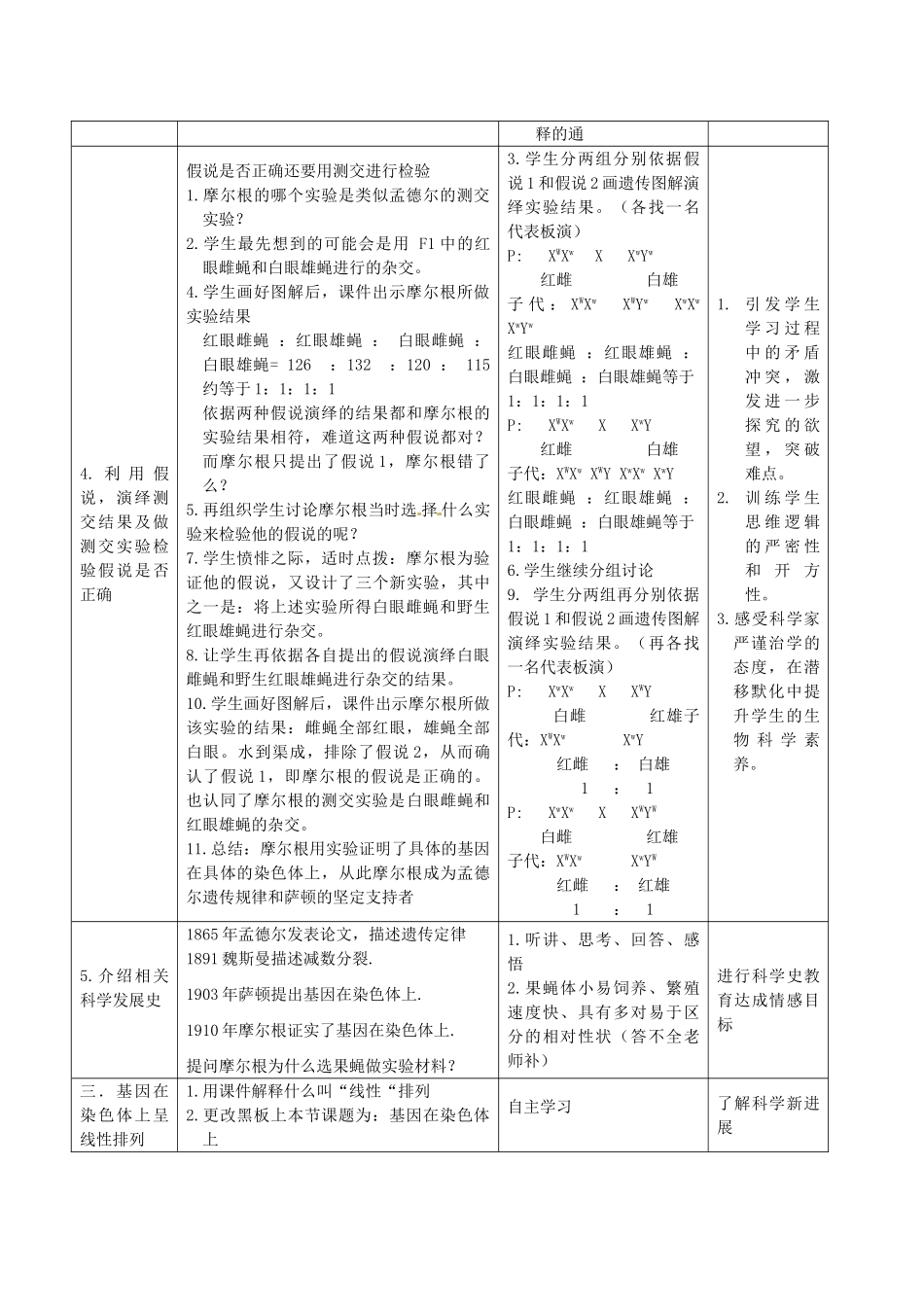 山东省菏泽一中2014年高中生物 2.2 基因在染色体上教案 新人教版必修2 _第3页
