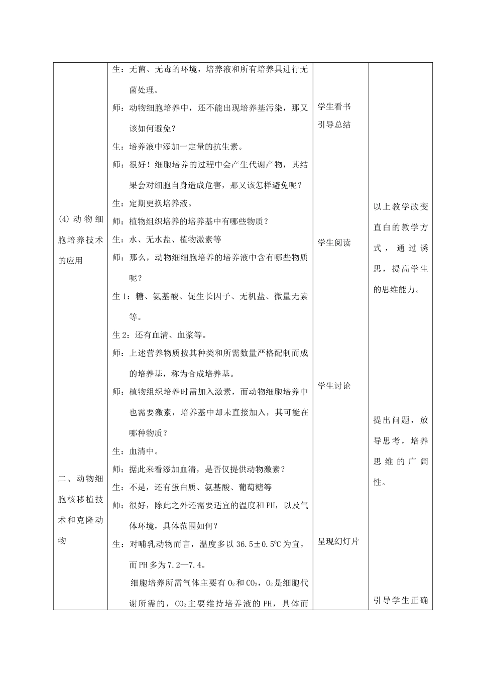 山东省菏泽一中2014年高中生物 2.3动物细胞培养和核移植技术教案 新人教版选修3_第3页
