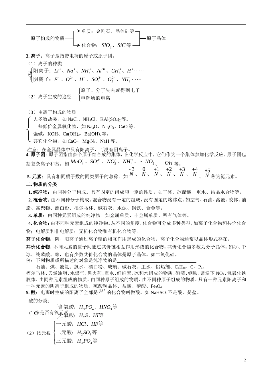 山东省聊城市第四中学2014届高三化学总复习（模块一）专题一 物质的组成、性质和分类教学案_第2页