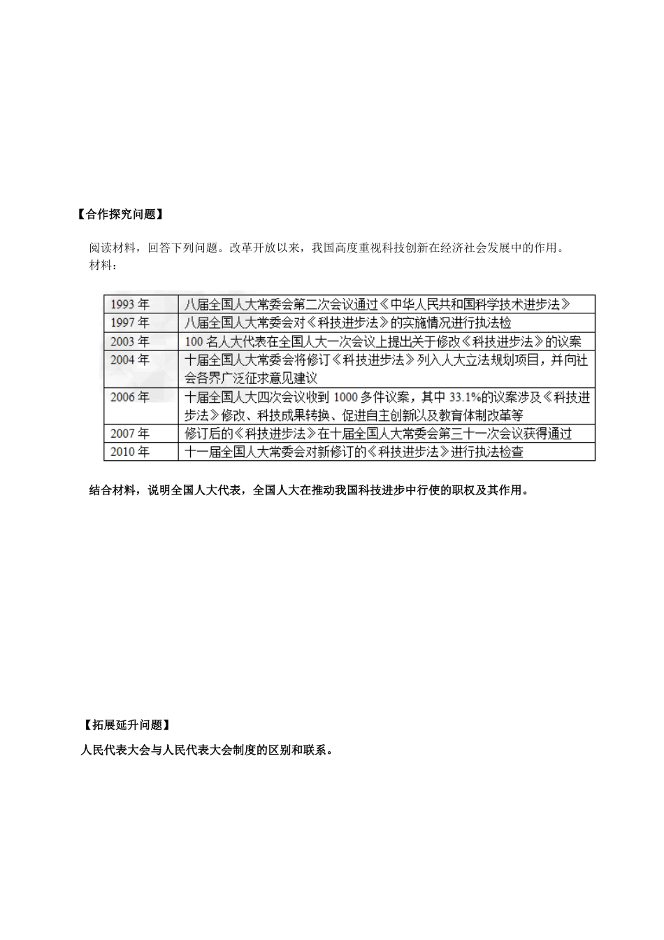山西省吕梁市石楼县石楼中学2015届高三政治 第五课 我国的人民代表大会制度复习导学案_第2页