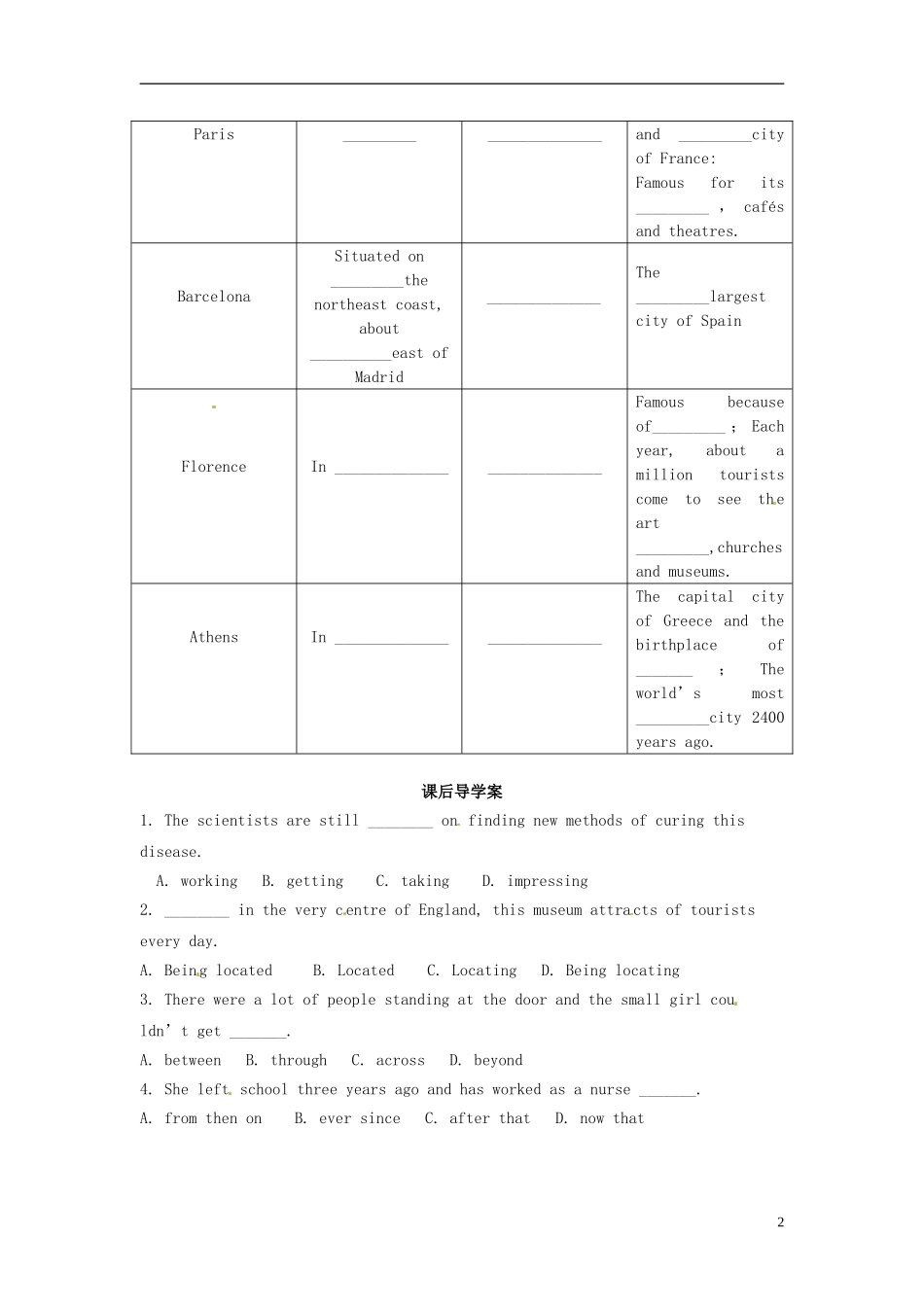 山西省吕梁市石楼县石楼中学高三英语一轮复习 Module 1 Europe 1导学案 _第2页