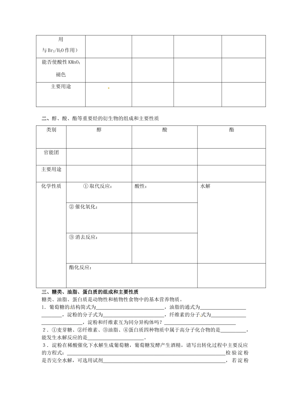 山东省胶南市2012届高三化学《有机化合物--有机物的组成和性质》学案 新人教版_第2页