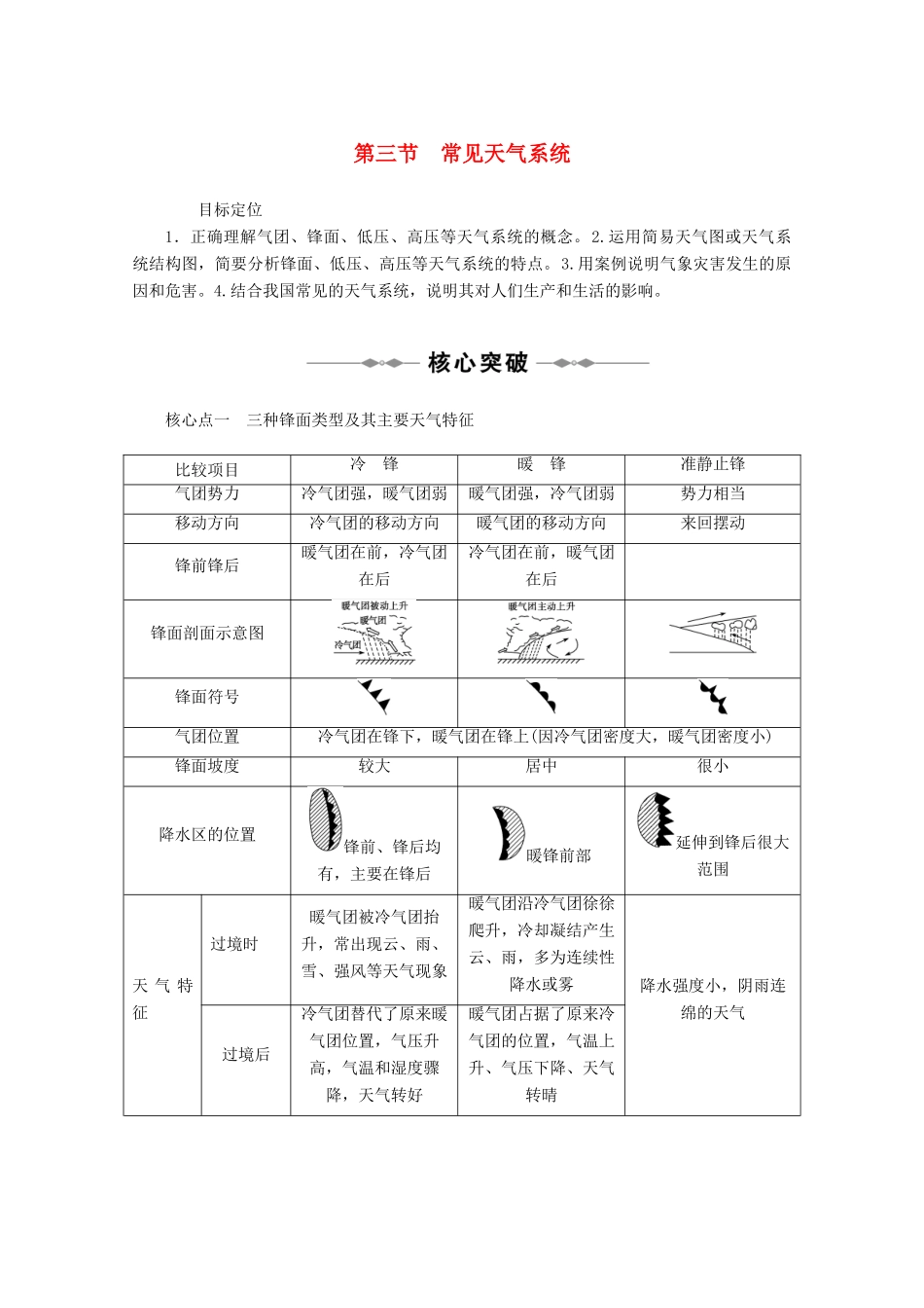 山西省吕梁市石楼县石楼中学高中地理《2.3常见天气系统》学案 新人教版必修1_第1页