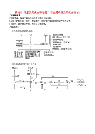 山东省聊城四中2014届高三化学二轮复习 模块三专题三 非金属及其化合物学案