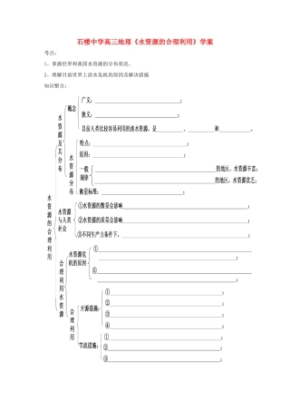山西省吕梁市石楼县石楼中学高中地理《3.3水资源的合理利用》学案 新人教版必修1