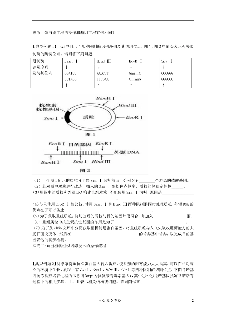 山东省胶南一中2012高三生物二轮复习 专题15 基因工程和细胞工程导学案_第2页
