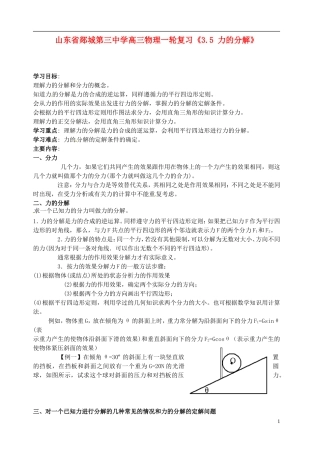 山东省郯城第三中学高三物理一轮复习《3.5 力的分解》学案
