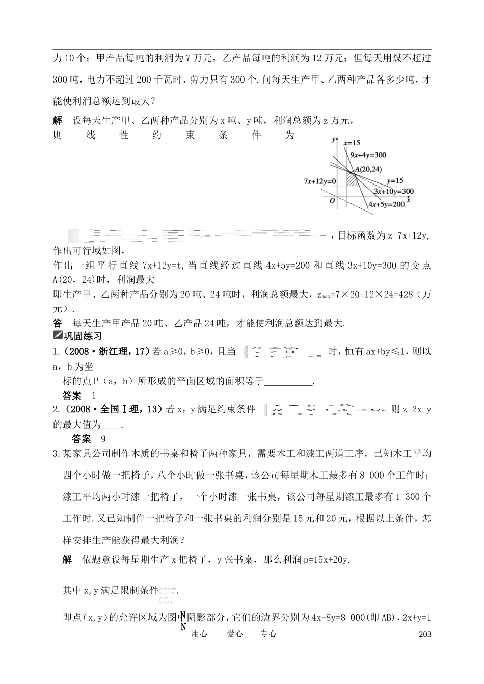 山东省舜耕中学2012届高三数学一轮复习资料 第七编 不等式 7.3 二元一次不等式（组）与简单的线性规划问题(教案）理_第2页