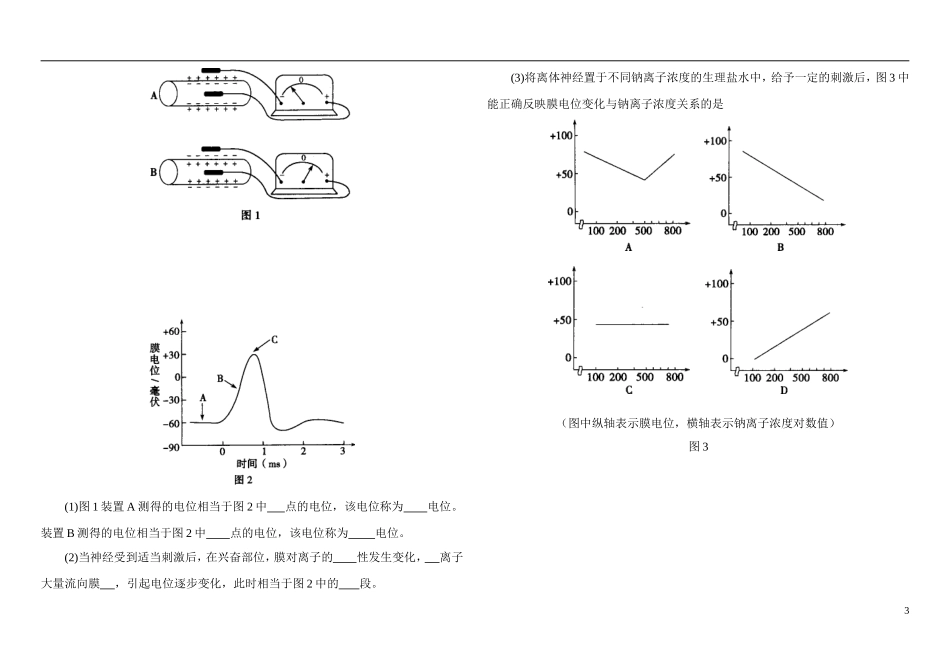 山东省现代学校2014年高中生物 2.3 神经调节与体液调节的关系导学案2 新人教版必修3_第3页