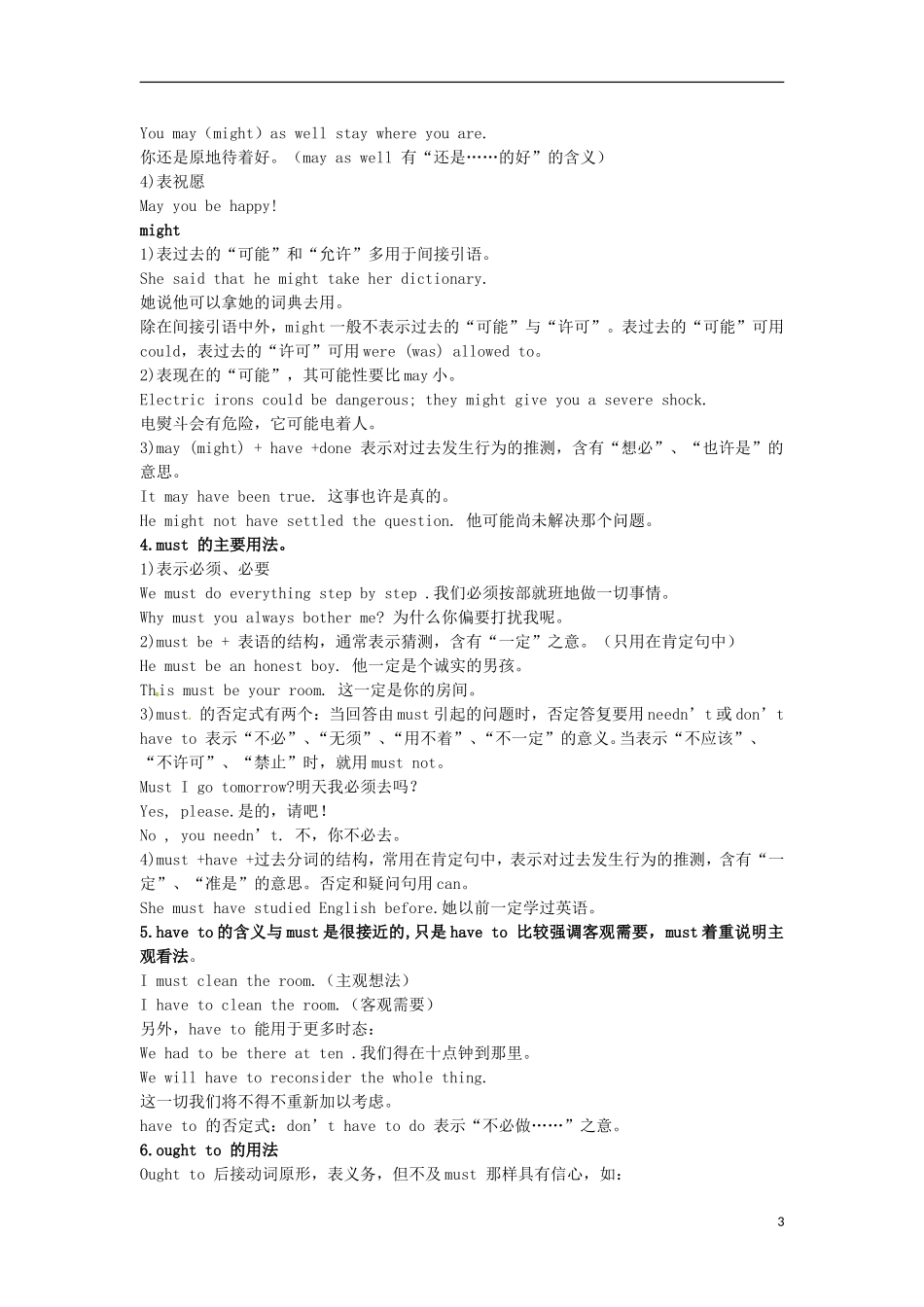 山东省郯城第三中学高中英语 语法大全 第6章 情态动词（含巩固练习）_第3页