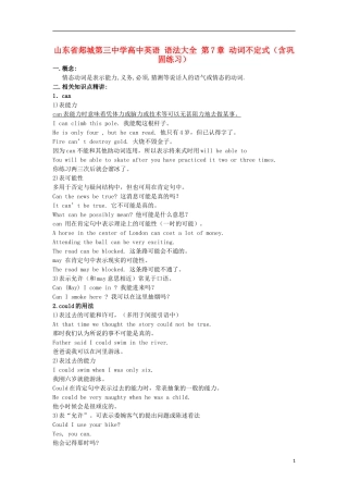 山东省郯城第三中学高中英语 语法大全 第6章 情态动词（含巩固练习）