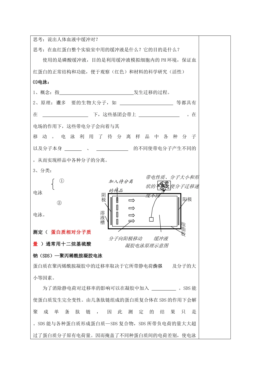 山西省太原市十六中2014年高三生物 5.3 血红蛋白的提取与分离教案 新人教版选修1_第3页