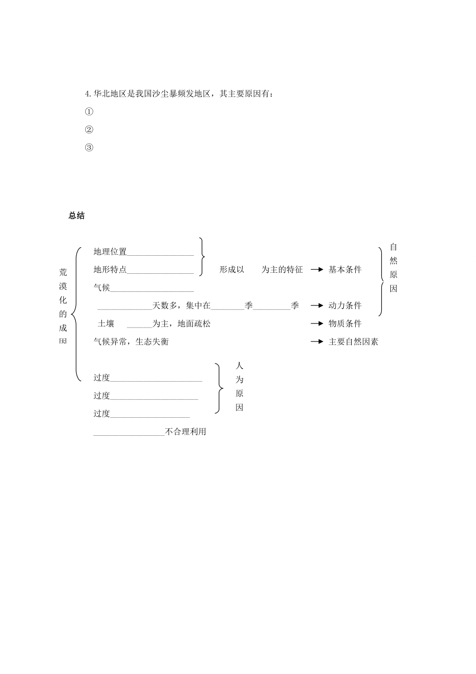 山西省武乡县第一中学高二地理《第二章第一节荒漠化的危害与治理（第二课时）》学案_第3页