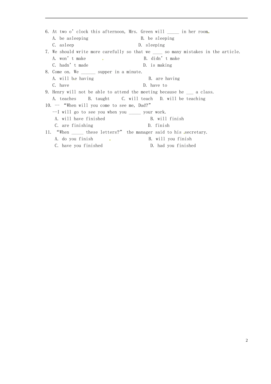 山西省原平市第一中学2012-2013学年高中英语 Book4 Module1 Life in the future Grammar学案 牛津版必修4_第2页