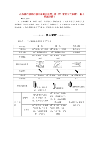 山西省石楼县石楼中学高中地理上册《23 常见天气系统》 新人教版必修1