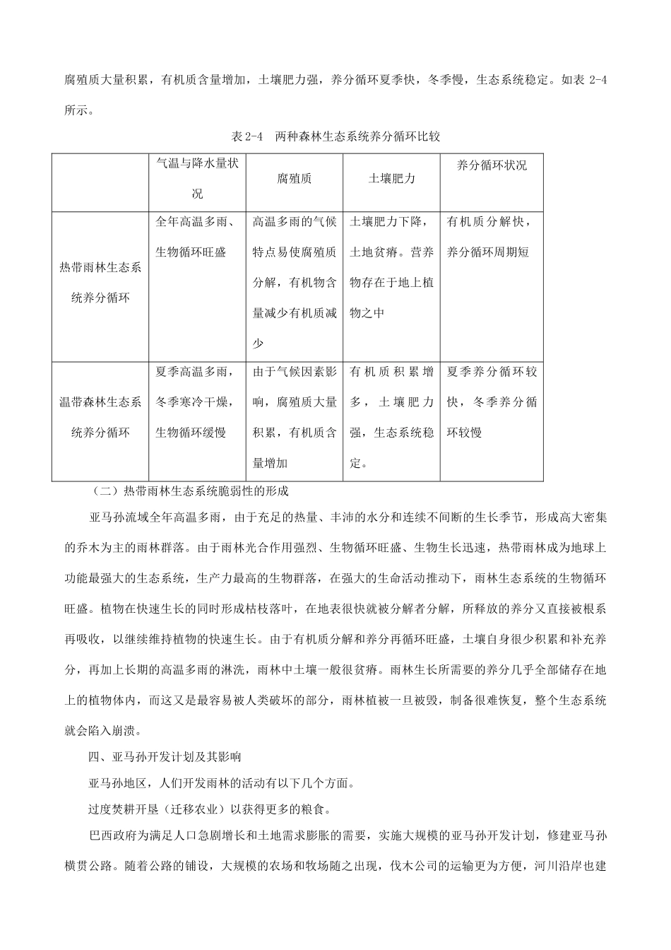 山西省运城市康杰中学高中地理 2.2 森林的开发和保护 以亚马孙热带林为例知识点剖析 新人教版必修3_第3页